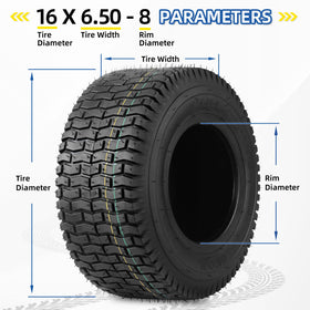 GICOOL 16x6.50-8 wide shoulders distribute weight for traction.