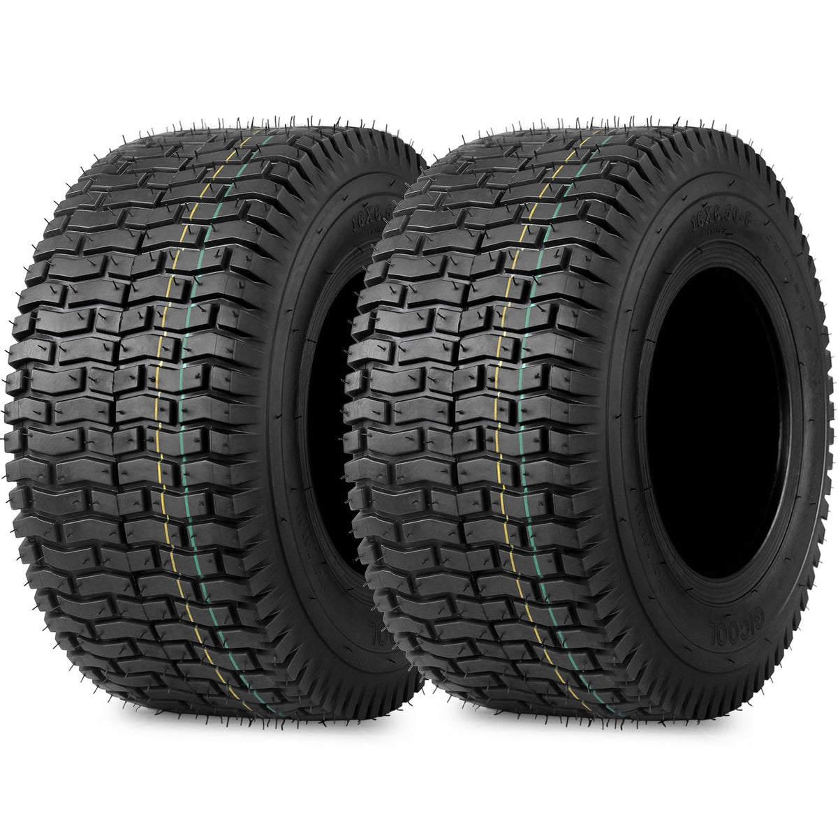 GICOOL 16x6.50-8 tubeless tire side view for stable lawn maintenance.