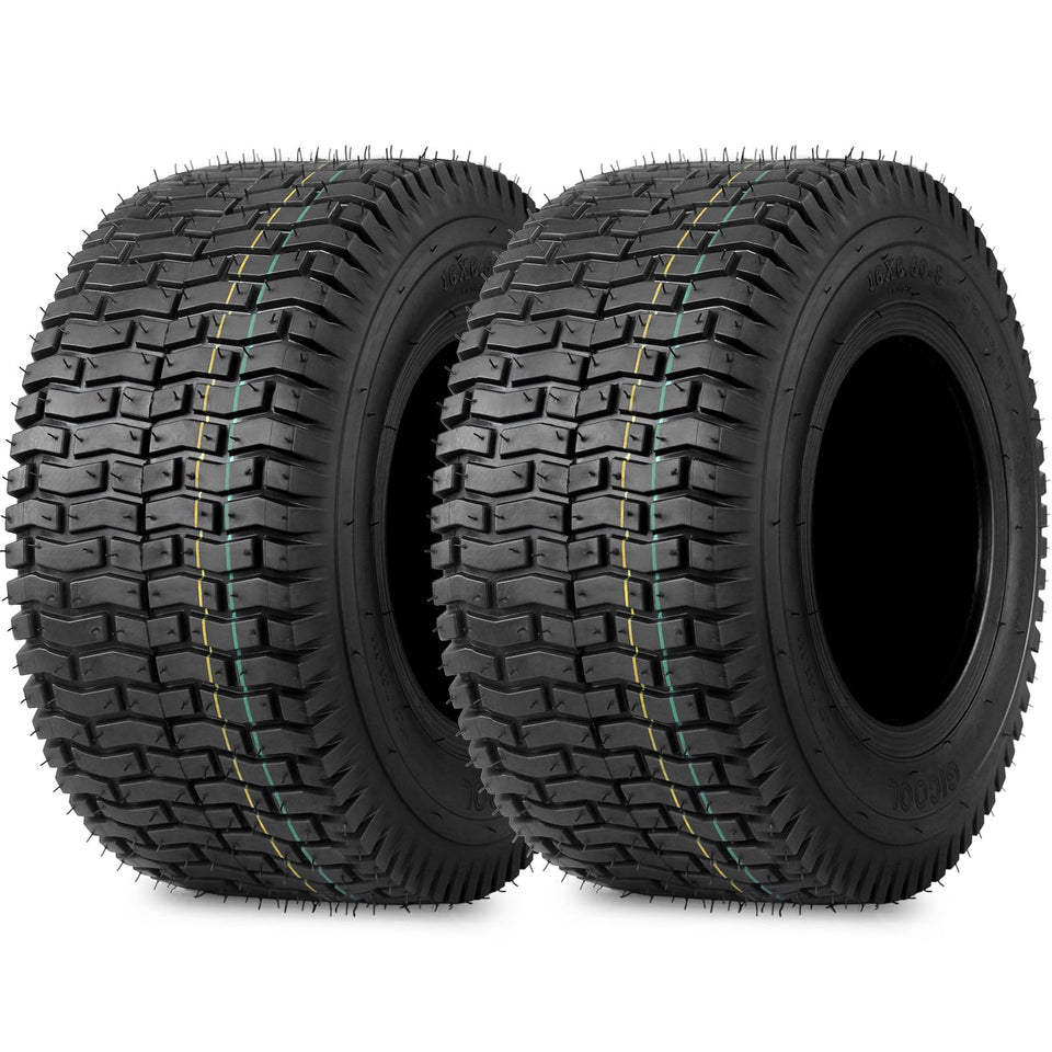 GICOOL 16x6.50-8 tubeless tire side view for stable lawn maintenance.