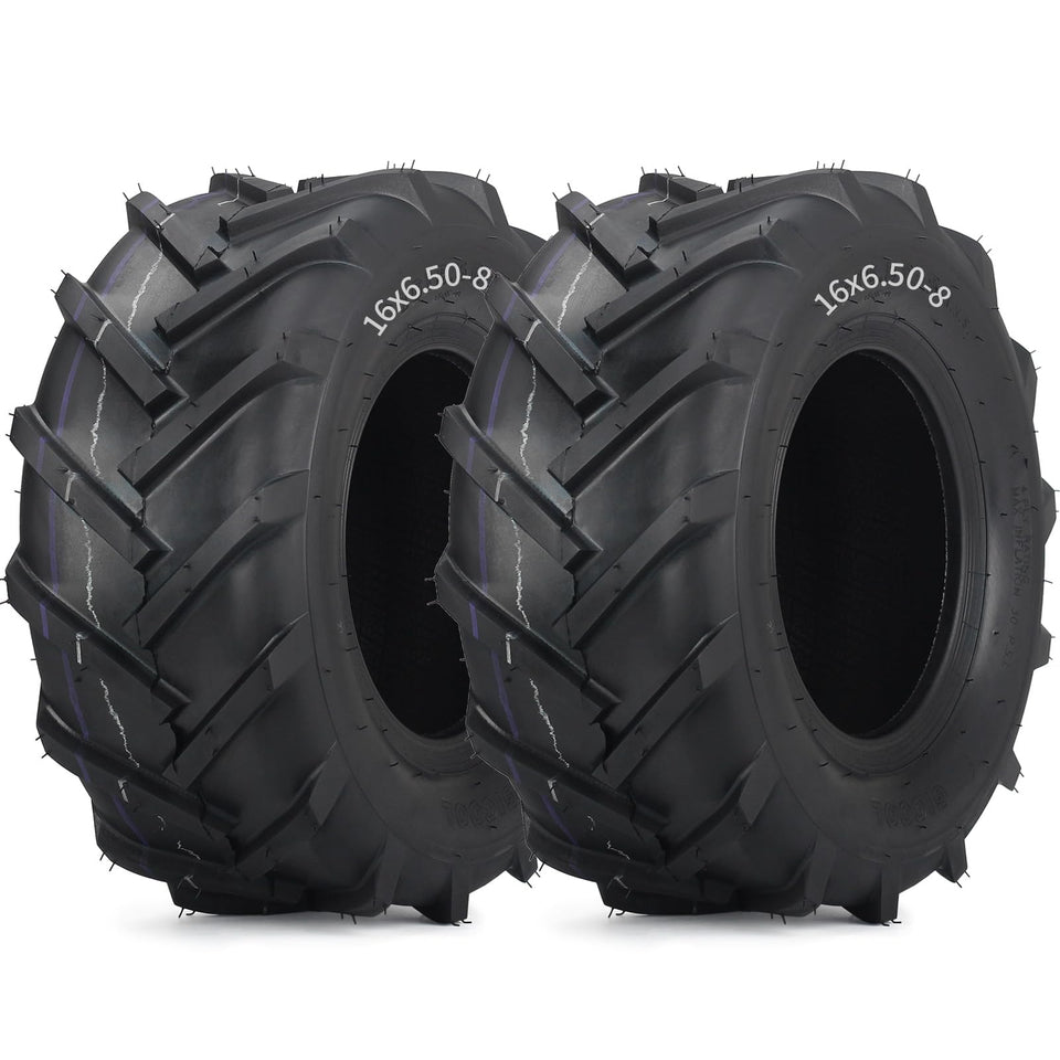 GICOOL 16x6.50-8 tubeless tire ready for lawn machines, offering durable puncture resistance.
