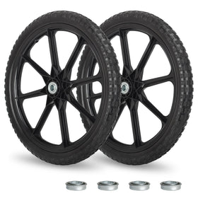 GICOOL 20in flat-free tire wheel side view, ideal replacement for Rubbermaid wheelbarrow.