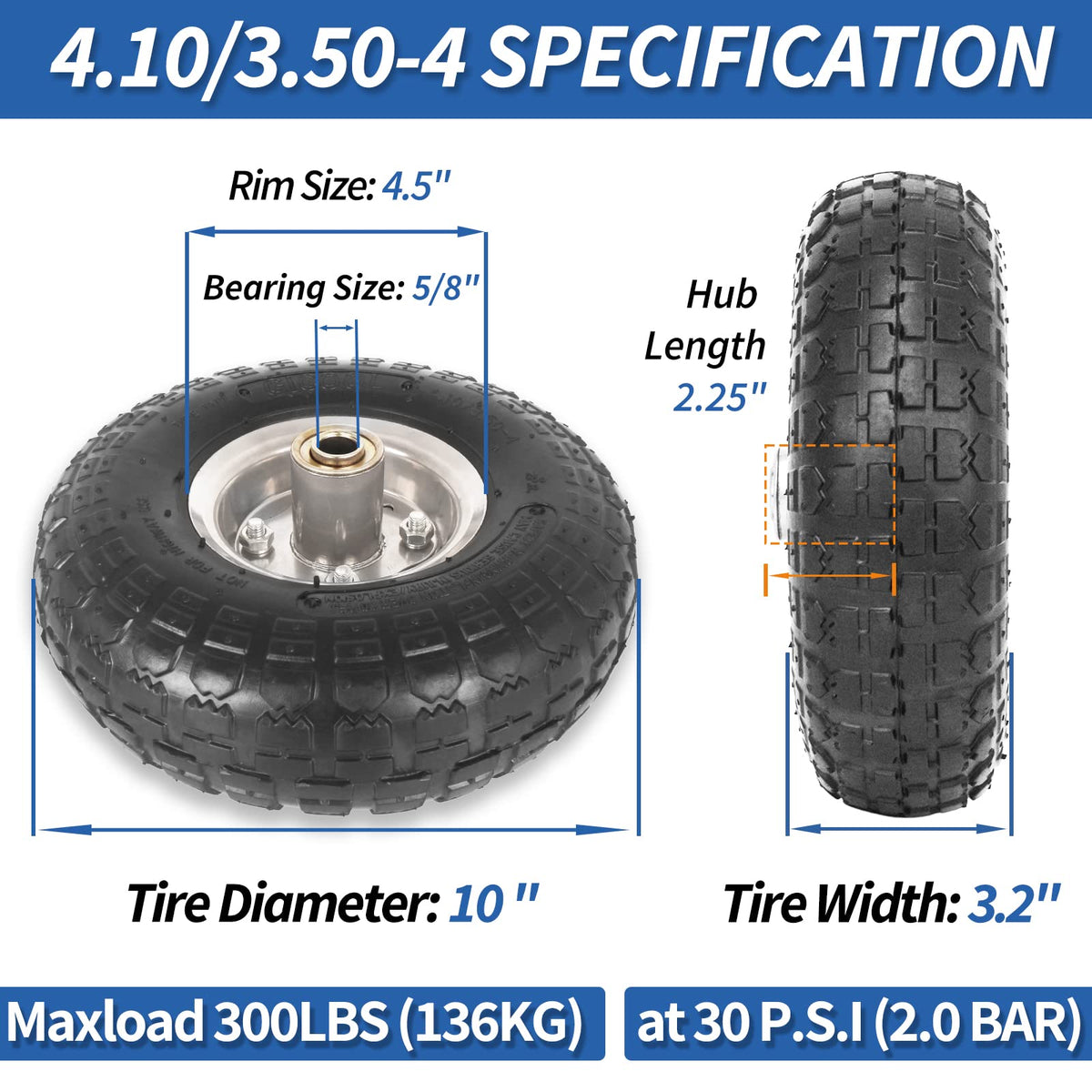 GICOOL 410-350-4 hub offset image shows stable hub for carts.