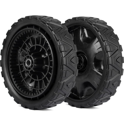 GICOOL 634-05040 wheel closeup shows sturdy build for walk-behind mowers