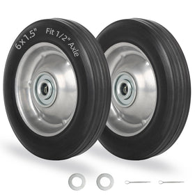 GICool 6-inch flat-free rubber tire and wheel for easy cart and hand truck replacement.