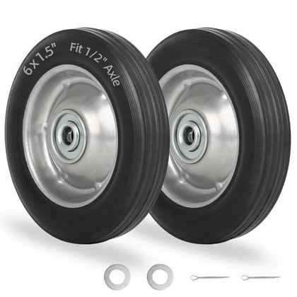 GICool 6-inch flat-free rubber tire and wheel for easy cart and hand truck replacement.