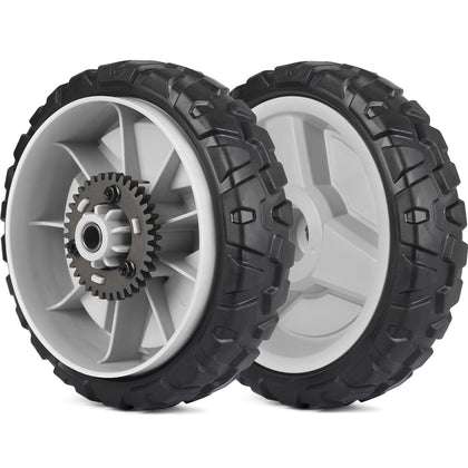 GICOOL 8-inch lawn mower wheel, side view, enhances stability during mowing