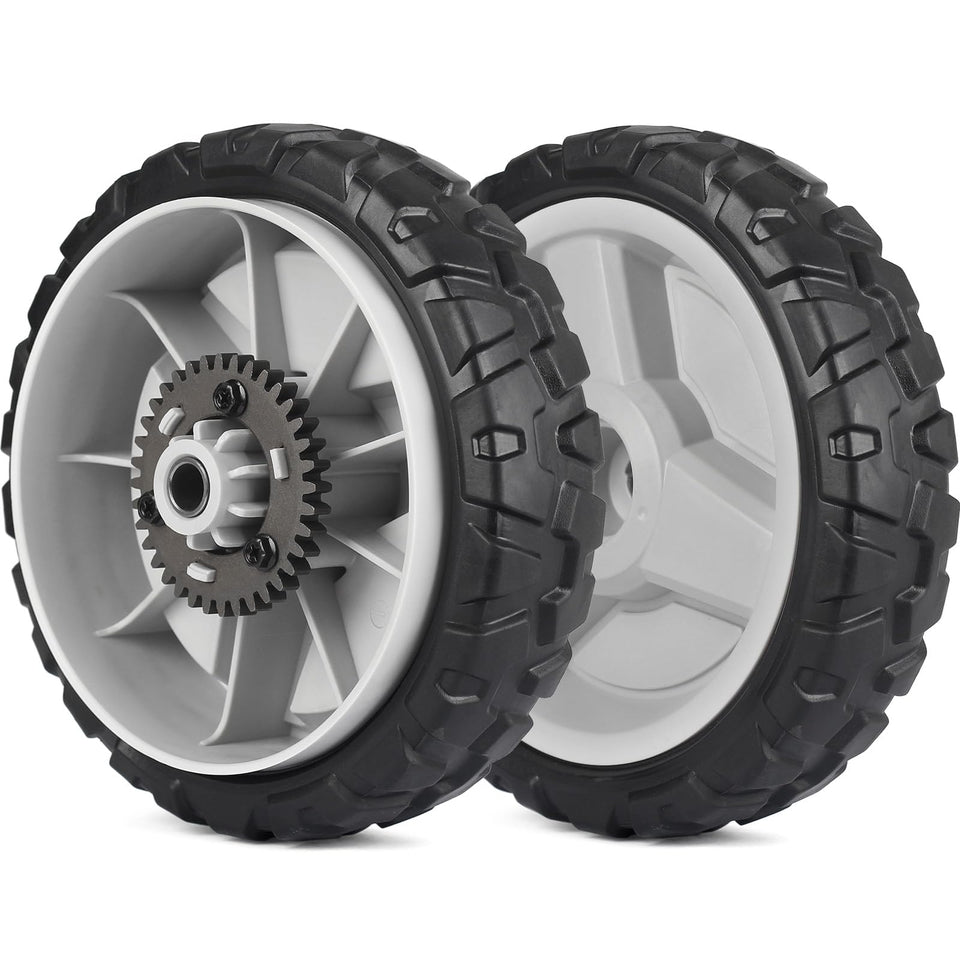 GICOOL 8-inch lawn mower wheel, side view, enhances stability during mowing