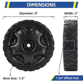 GICOOL 8-inch lawn mower wheel demonstrates compatibility with MTD and Cub Cadet