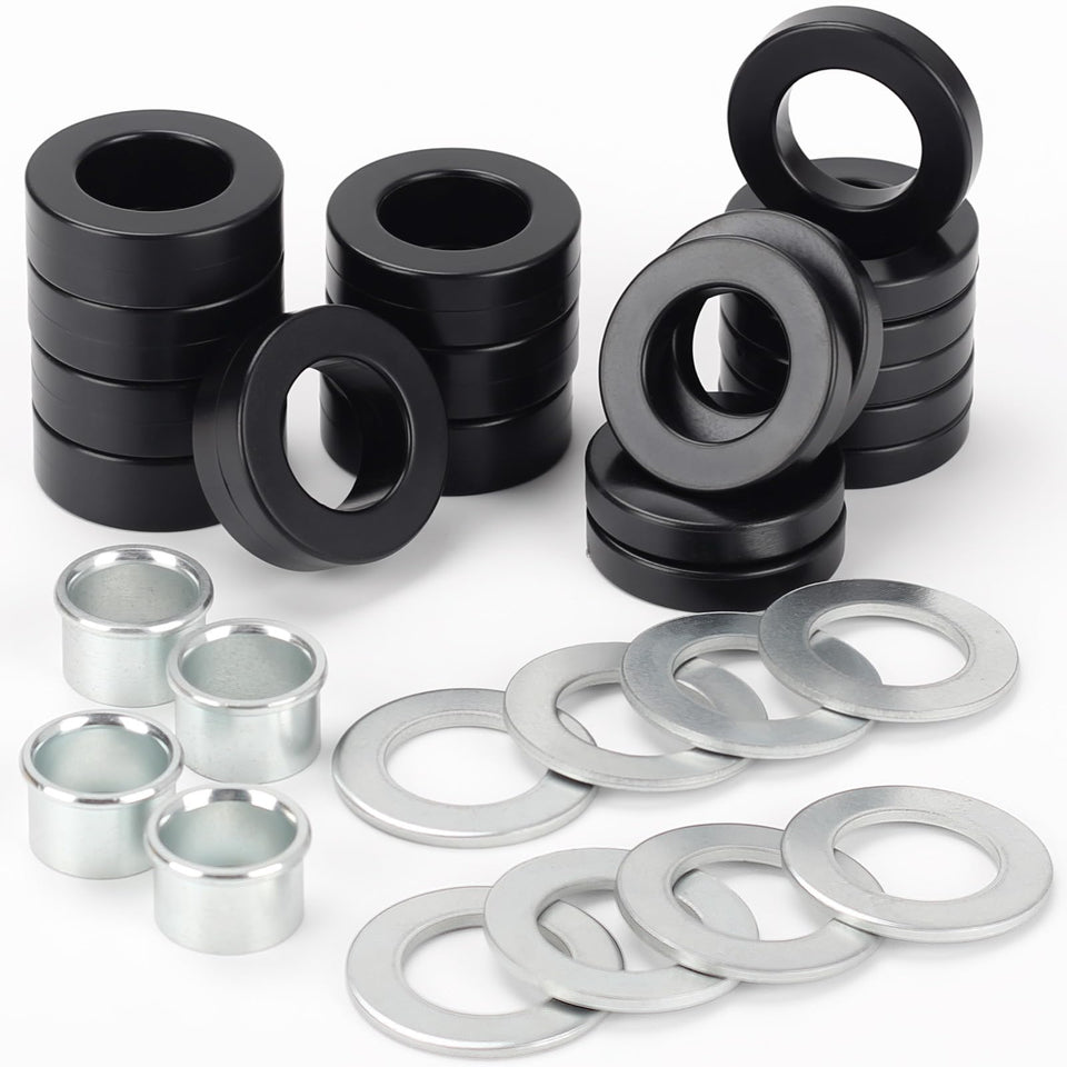 GICOOL bearing bore adjustment kit components laid out for wheelbarrow repair.
