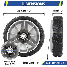 GICOOL drive wheel with metal gear for durable traction on uneven grass