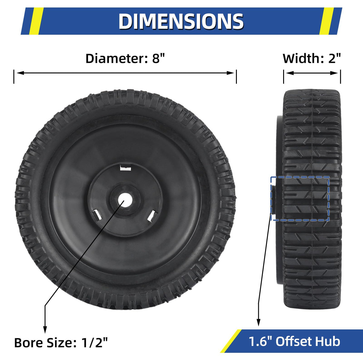 GICOOL front wheels 8in compatibility with Craftsman and MTD models for smooth operation.