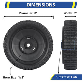 GICOOL front wheels 8in compatibility with Craftsman and MTD models for smooth operation.