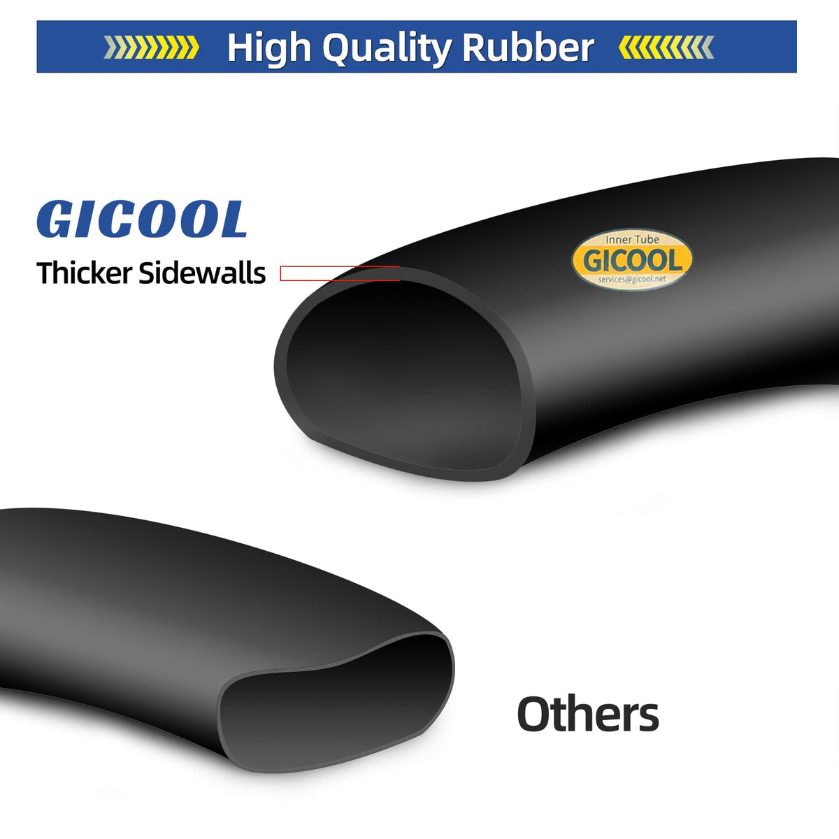 GICOOL heavy-duty natural rubber inner tube showing durability.