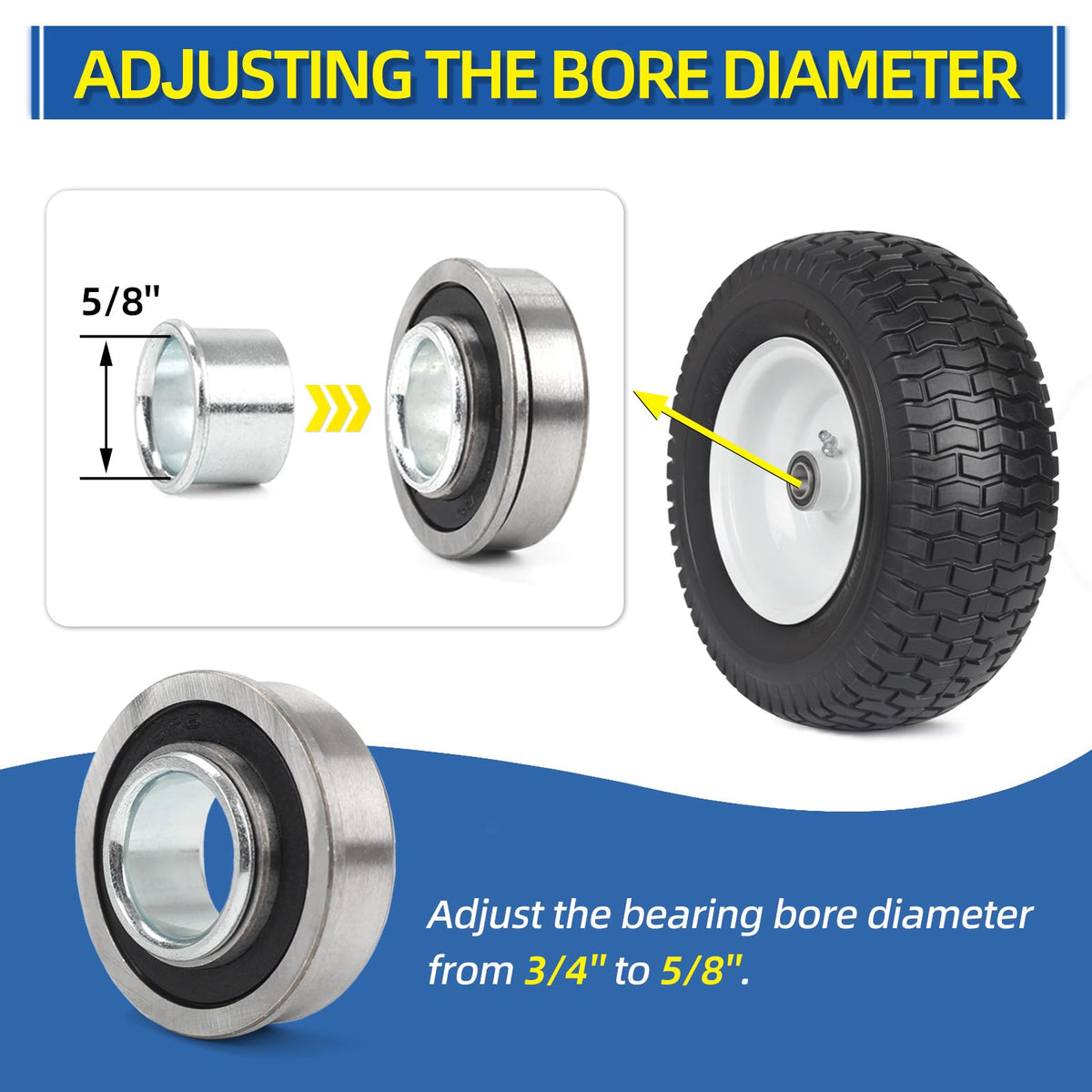 GICOOL hub length adjustment assembly for wheelbarrow alignment.