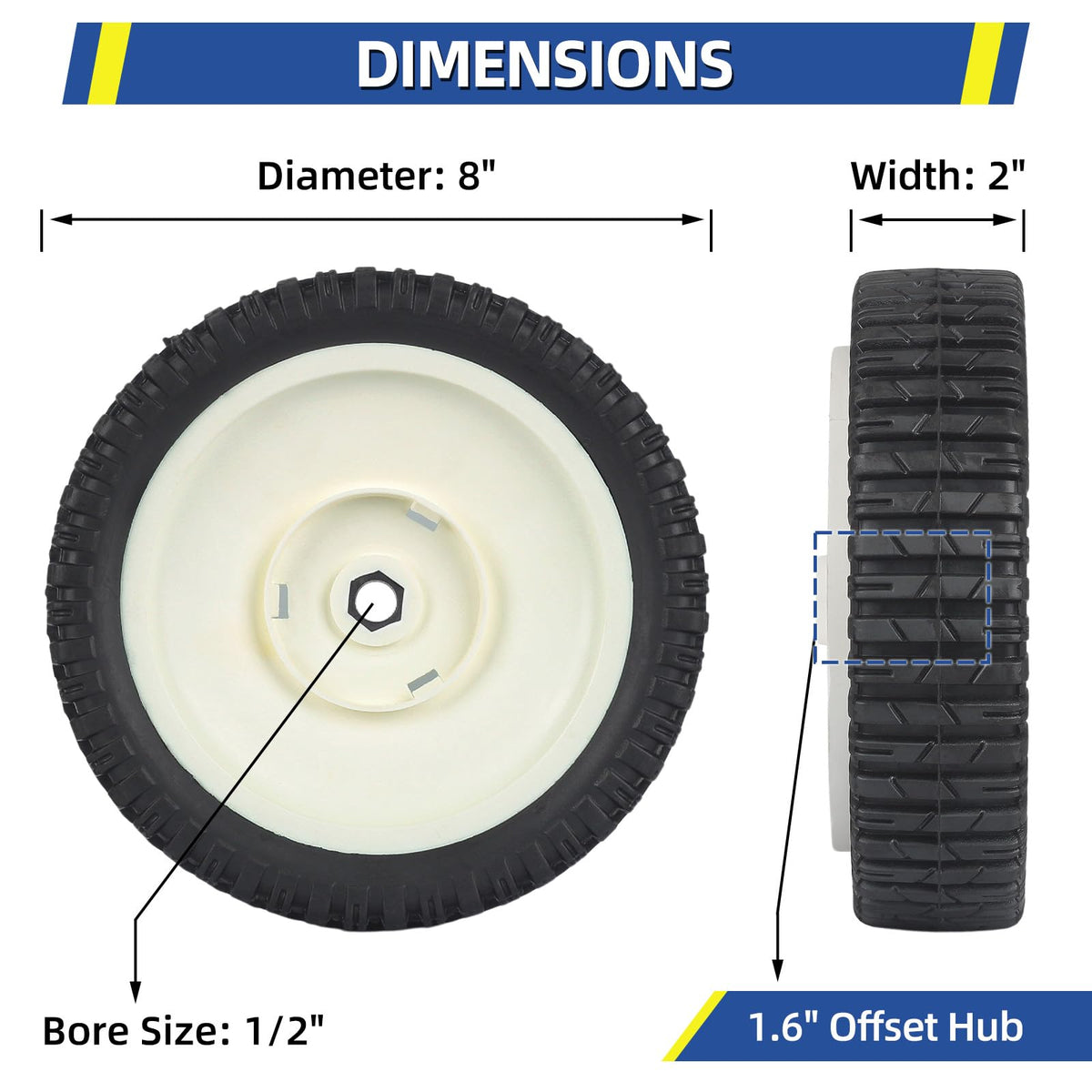 GICOOL front wheel assembly compatible with Craftsman and AYP models.