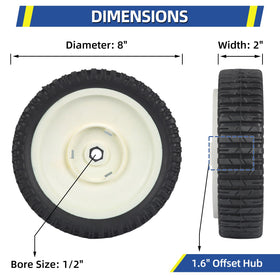 GICOOL front wheel assembly compatible with Craftsman and AYP models.
