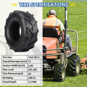 GICOOL lawn-friendly 13x5-6 tire ideal for mowers and tillers