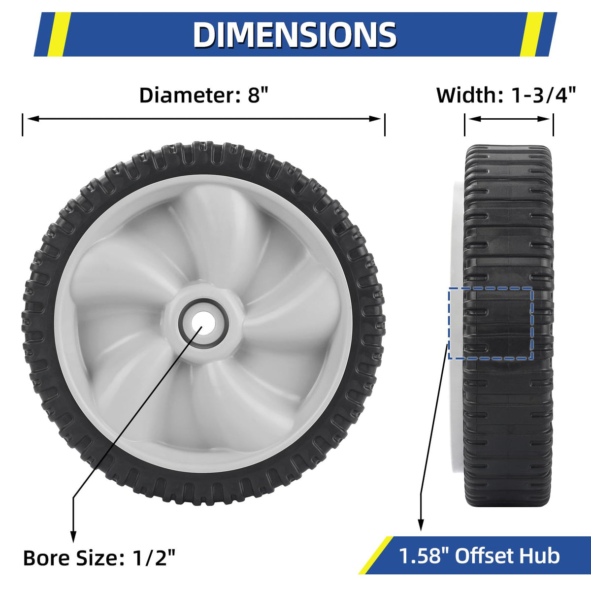 GICOOL 8-inch wheel tread detail shows durable grip on uneven terrain