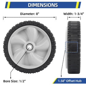 GICOOL 8-inch wheel tread detail shows durable grip on uneven terrain
