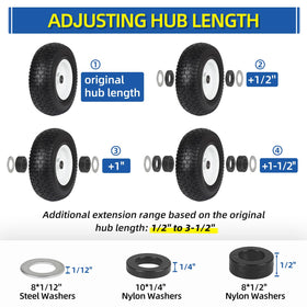 GICOOL nylon washers in two sizes extend hub length and reduce play.