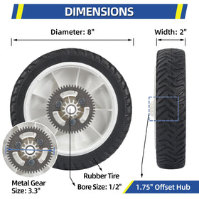 GICOOL 8-inch bore 1/2-inch rear wheels fit compatible Toro mowers