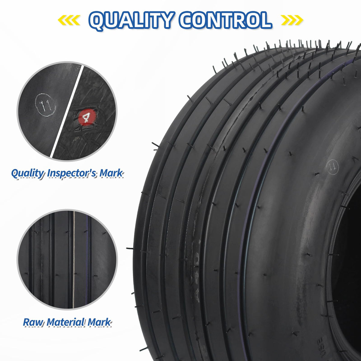 GICOOL riding lawnmower tire showing straight rib tread for reliable traction