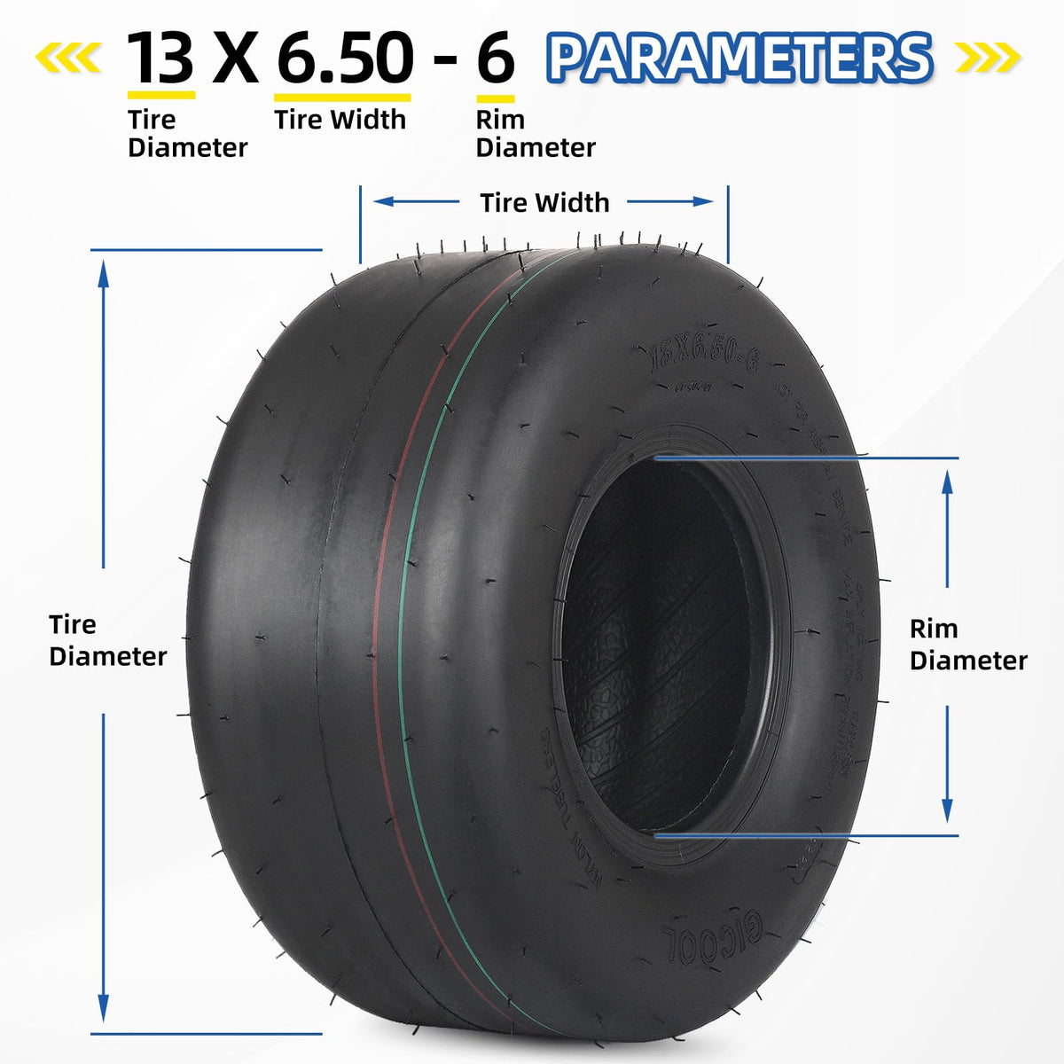 GICOOL riding mower tire package showing two tires included