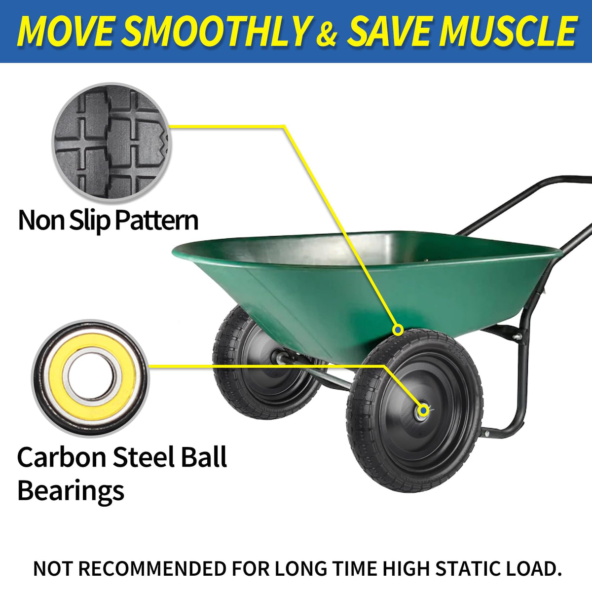 GICOOL sealed carbon steel bearings on hub, smooth rotation for heavy loads.