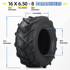 GICOOL 16x6.50-8 size fits many mowers and garden tractors.