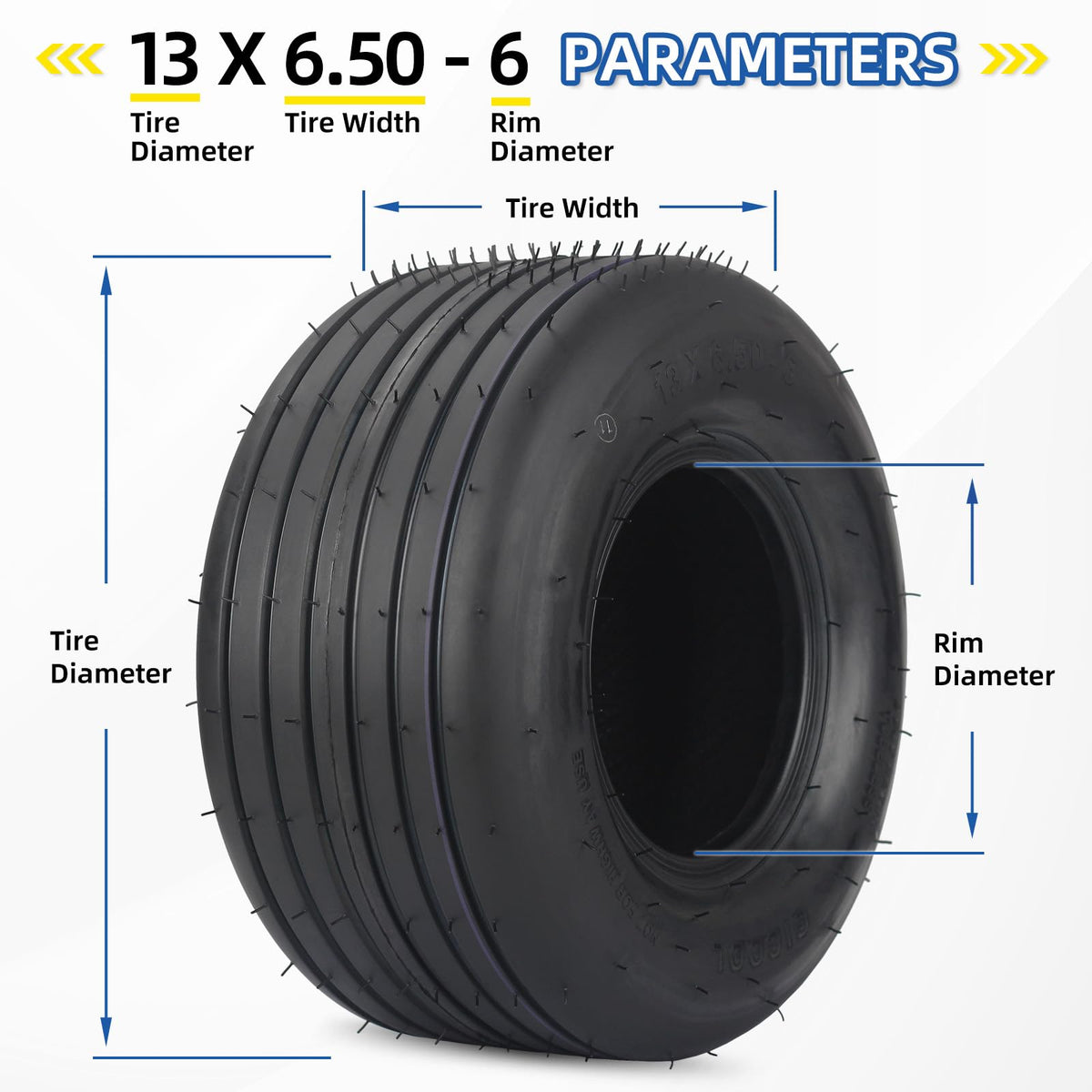 Two-pack of GICOOL tires ready for installation on compatible lawn equipment