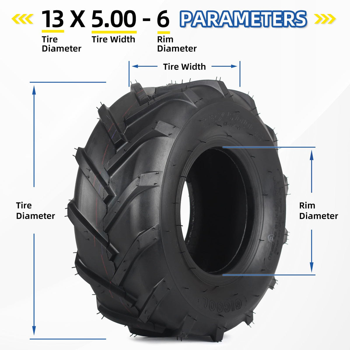 GICOOL two-ply design resists wear and cracking on 13x5-6 tires
