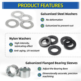 GICOOL kit contents include washers and sleeves for quick wheel hub repair.