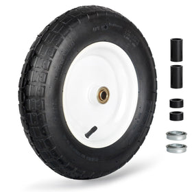 GICOOL 14-inch pneumatic wheelbarrow tire delivers strong traction on rough terrain.