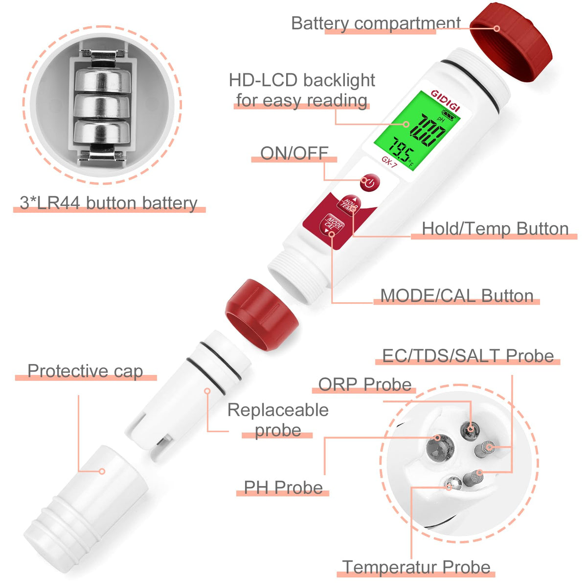 GIDIGI salinity meter for saltwater shows accurate readings to balance pool chemistry