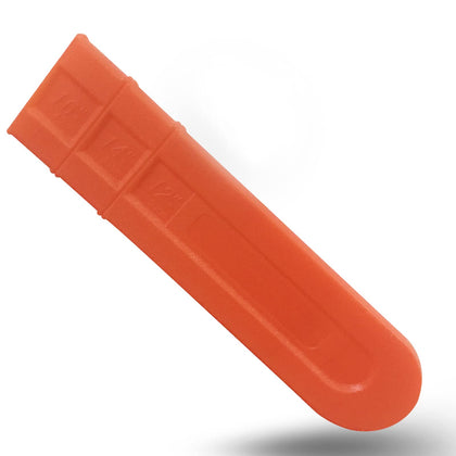GIEHOUGRIO red chainsaw cover on an 18-inch bar protects the chain during storage.
