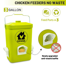 GIFANK 22-pound automatic feeder, top view, reduces waste and keeps feed dry.