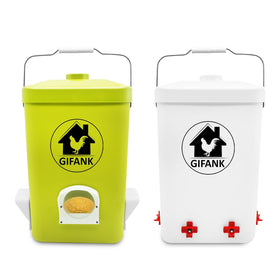 GIFANK chicken feeder and waterer set exterior view, sturdy coop-friendly design.