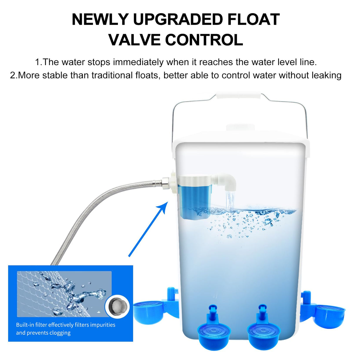 GIFANK chicken waterer hose attachment enables flexible water access.