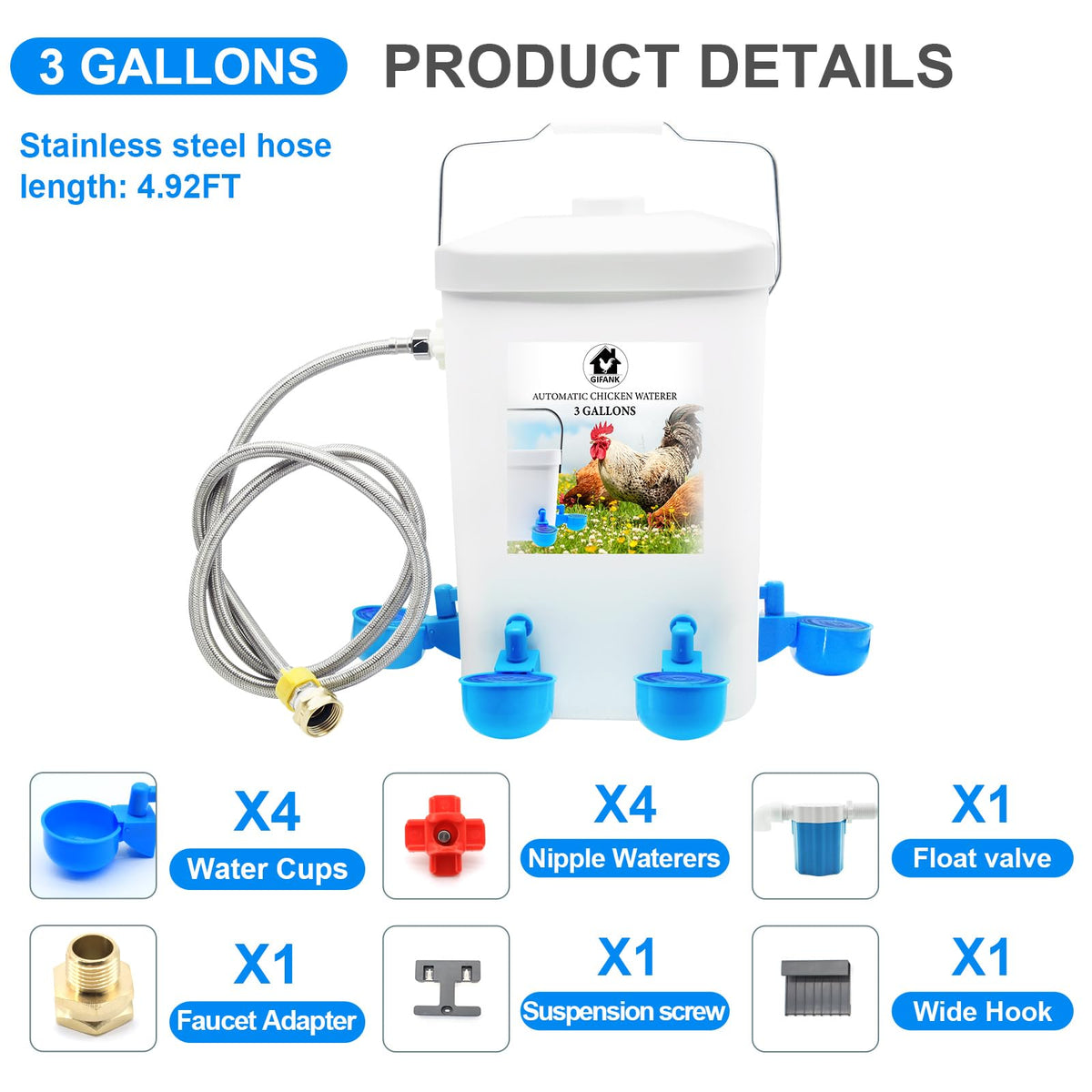 GIFANK waterer offers economical hydration options for your flock.