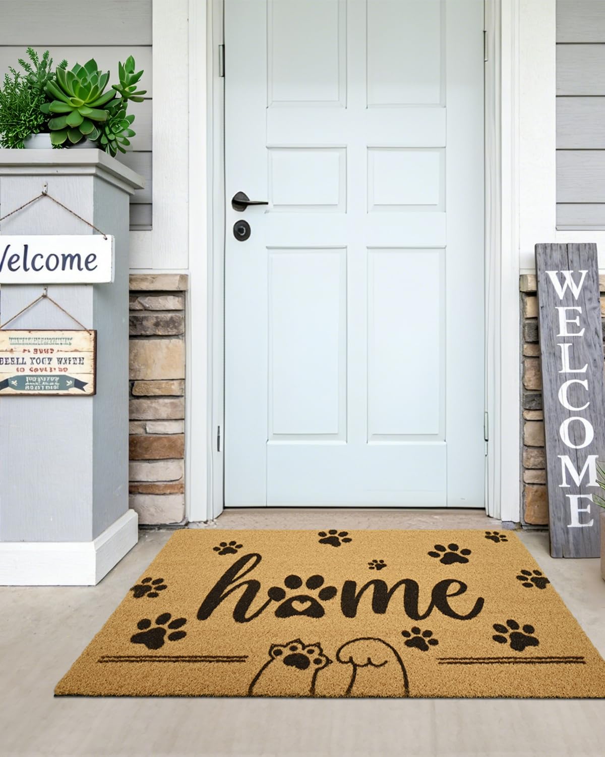 Gifeas front door mat 17x30 size fits standard doorways with clearance.