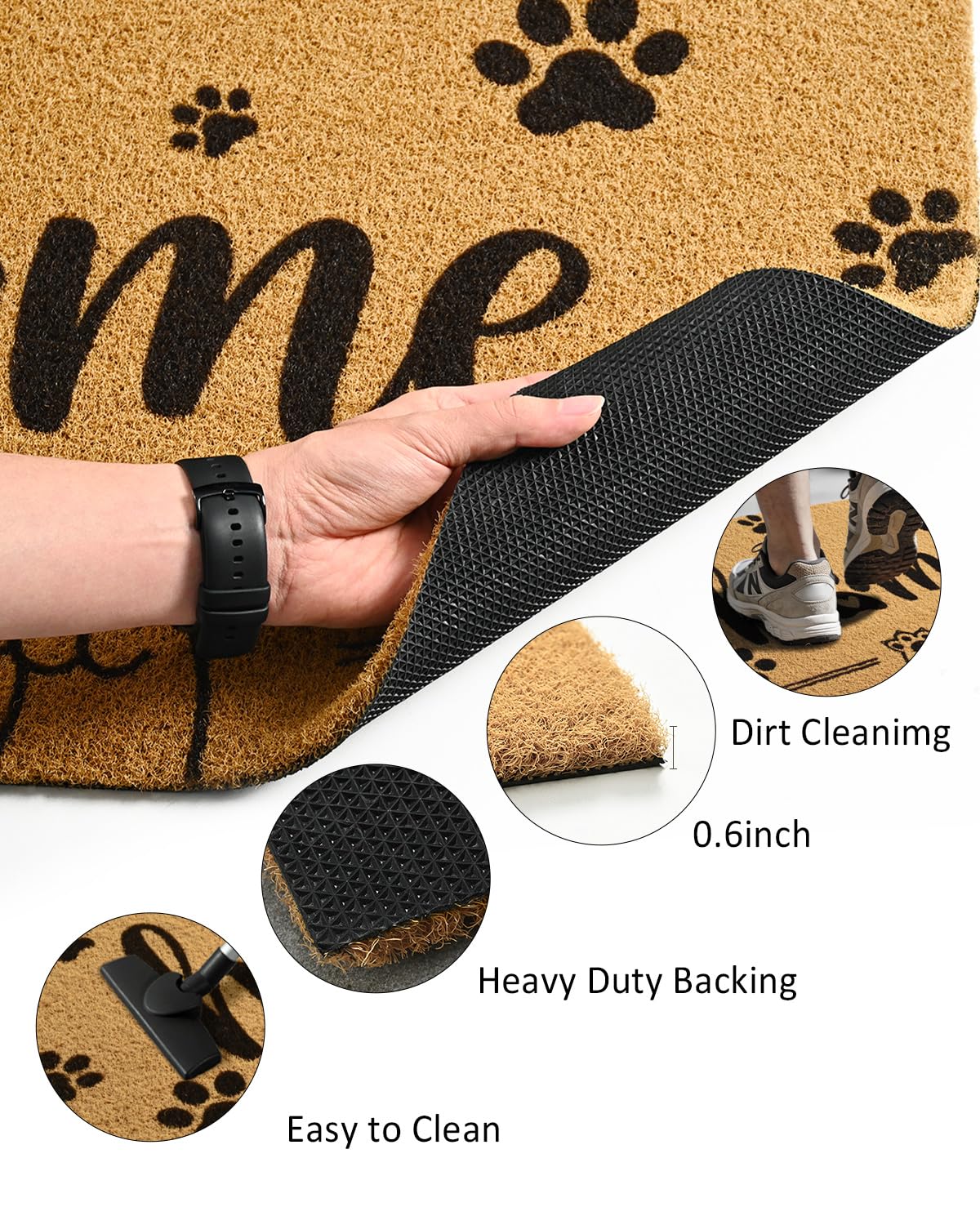 Gifeas front door mat non-slip backing prevents shifting on porches.