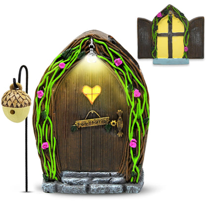 Gift Boutique fairy door adds whimsical charm to outdoor spaces.