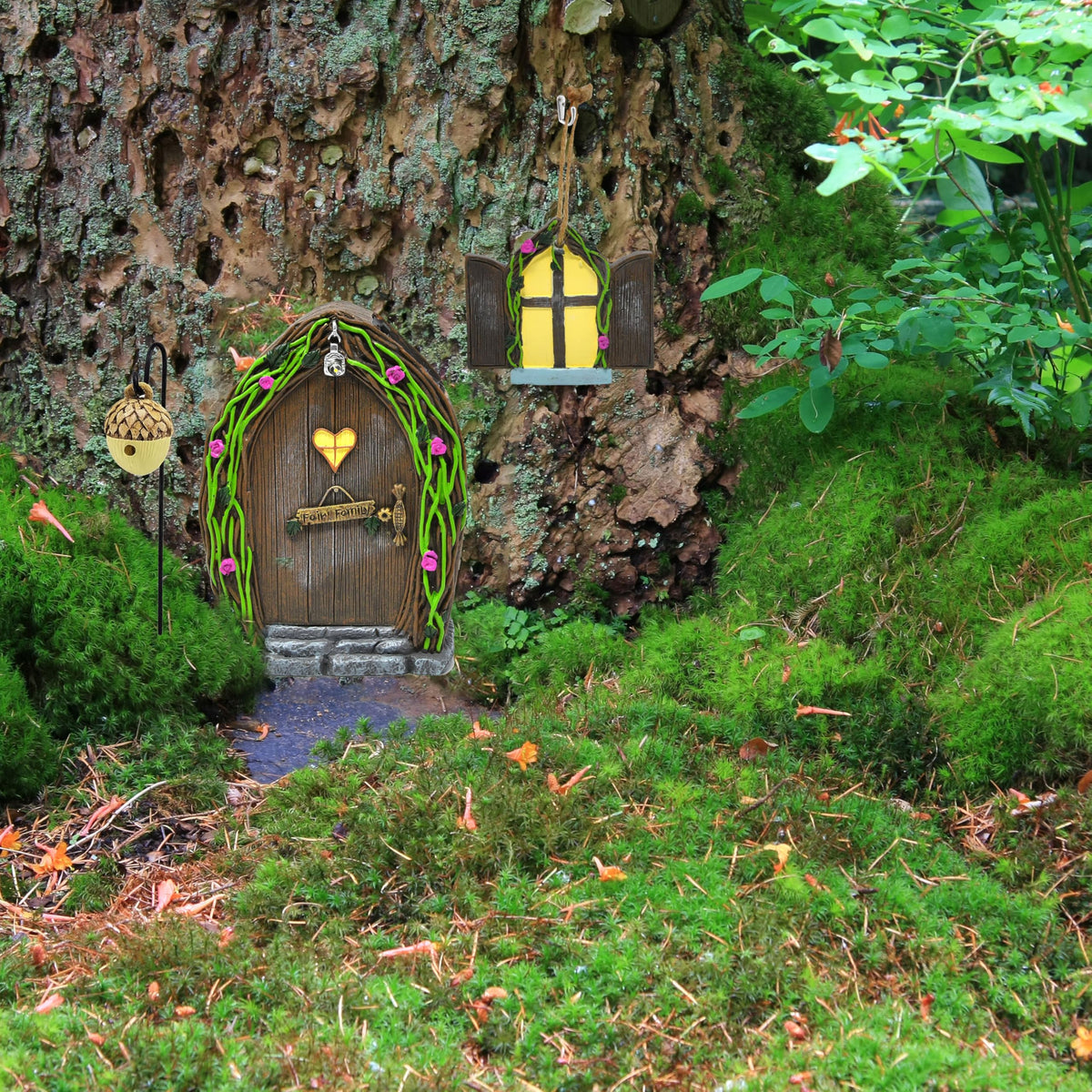 Gift Boutique fairy window adds daylight detail to planters.