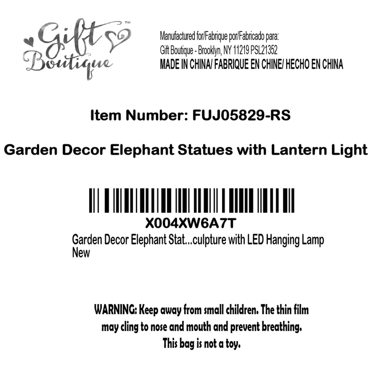 Gift Boutique landscape elephant ornament provides decorative lighting at night