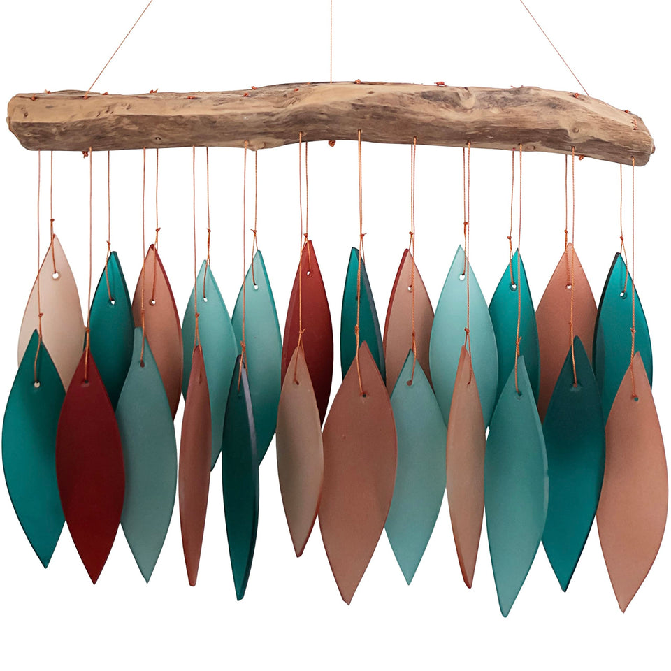 Gift Essentials blue handworks coral-teal glass chime for vibrant window display.