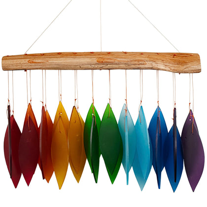 Gift Essentials Blue Handworks Rainbow Glass Chime with bright colors and gentle tones for interiors.