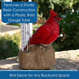 Gift Essentials Cardinal Rain Gauge close-up highlights hand-painted resin detailing