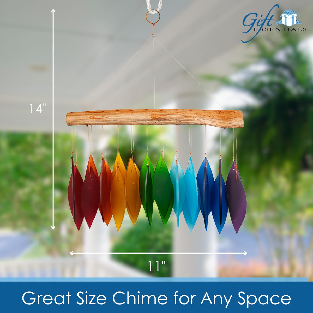 Gift Essentials Wind chime design hangs gracefully, producing a soft, pleasant breeze-friendly sound.