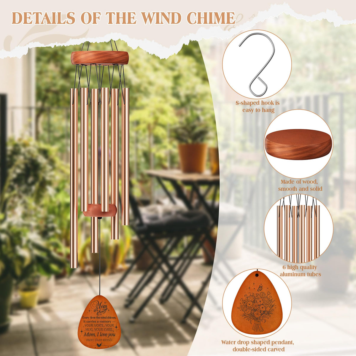 Gift4U engraved blessings mom chime with heartfelt message