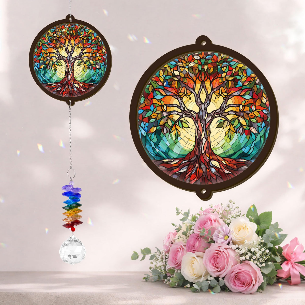 GIFTELIX memorial Tree of Life suncatcher with warm light display for remembrance.
